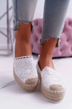 Espadryle Damskie Koronkowe Białe Lovely Haven