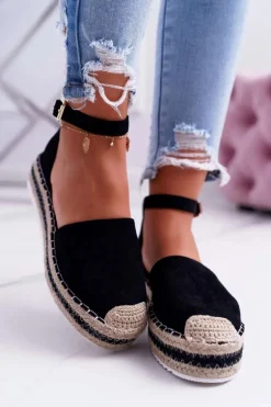 Espadryle Damskie Na Platformie Czarne Toca Toca