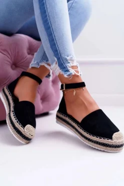 Espadryle Damskie Na Platformie Czarne Toca Toca
