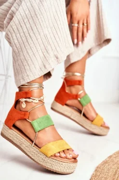 Espadryle Damskie Na Platformie Wiązane Żółte Fuerta