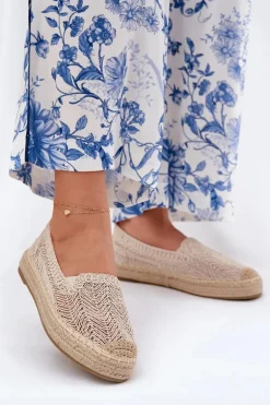 Espadryle Damskie Na Platformie Vinceza 17392 Beżowe