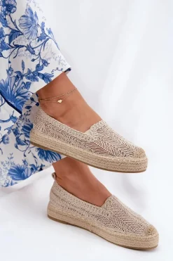 Espadryle Damskie Na Platformie Vinceza 17392 Beżowe