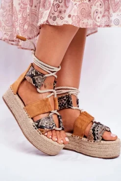 Espadryle Damskie Na Platformie Lniane Snake India