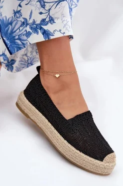 Espadryle Damskie Na Platformie Vinceza 17392 Czarne