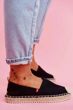 Espadryle Damskie Pleciona Podeszwa Czarne Big Star FF274A498