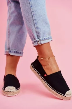Espadryle Damskie Pleciona Podeszwa Czarne Big Star FF274A498