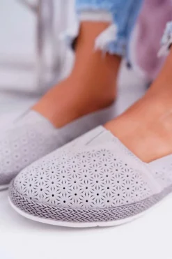 Espadryle Damskie Skóra Zamsz Szare Bimbo