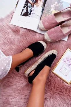 Espadryle Damskie Tenisówki Czarne Moriente
