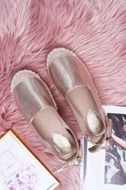 Espadryle Damskie Tenisówki Złote Moriente