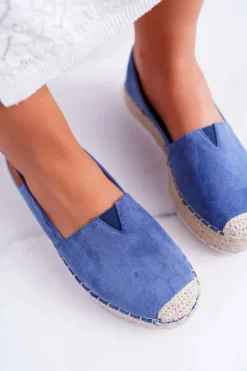 Espadryle Damskie Wsuwane Zamszowe Granatowe Mariako