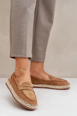 Espadryle Damskie Z Jutową Plecionką Na Płaskiej Podeszwie Camel Shilova