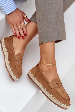 Espadryle Damskie Z Jutową Plecionką Na Płaskiej Podeszwie Camel Shilova