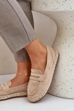 Espadryle Damskie Z Jutową Plecionką Na Płaskiej Podeszwie Beżowe Shilova