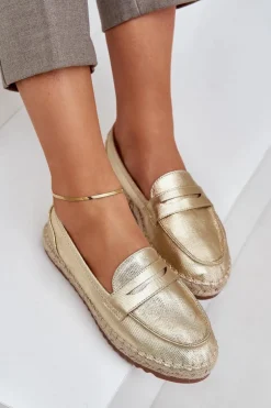 Espadryle Damskie Z Jutową Plecionką Na Płaskiej Podeszwie Złote Shilova