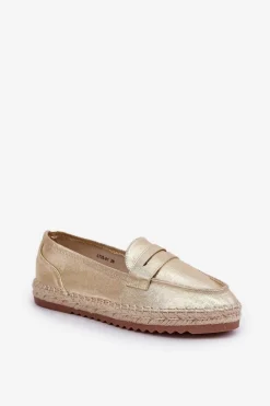 Espadryle Damskie Z Jutową Plecionką Na Płaskiej Podeszwie Złote Shilova