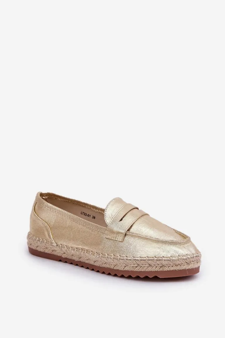 Espadryle Damskie Z Jutową Plecionką Na Płaskiej Podeszwie Złote Shilova