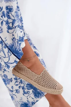 Espadryle Damskie Z Plecionką Vinceza 13625 Beżowe