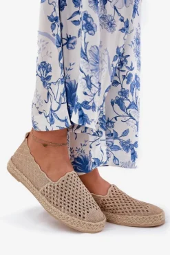 Espadryle Damskie Z Plecionką Vinceza 13625 Beżowe