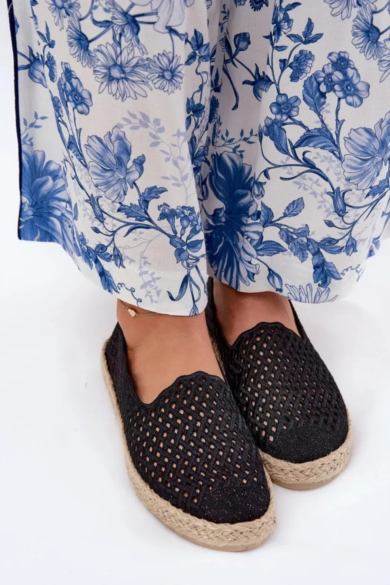 Espadryle Damskie Z Plecionką Vinceza 13625 Czarne