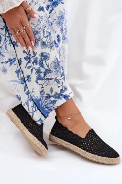 Espadryle Damskie Z Plecionką Vinceza 13625 Czarne