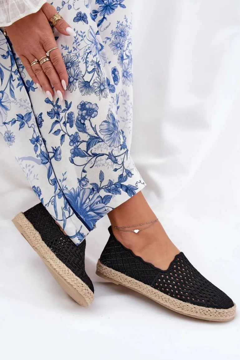 Espadryle Damskie Z Plecionką Vinceza 13625 Czarne