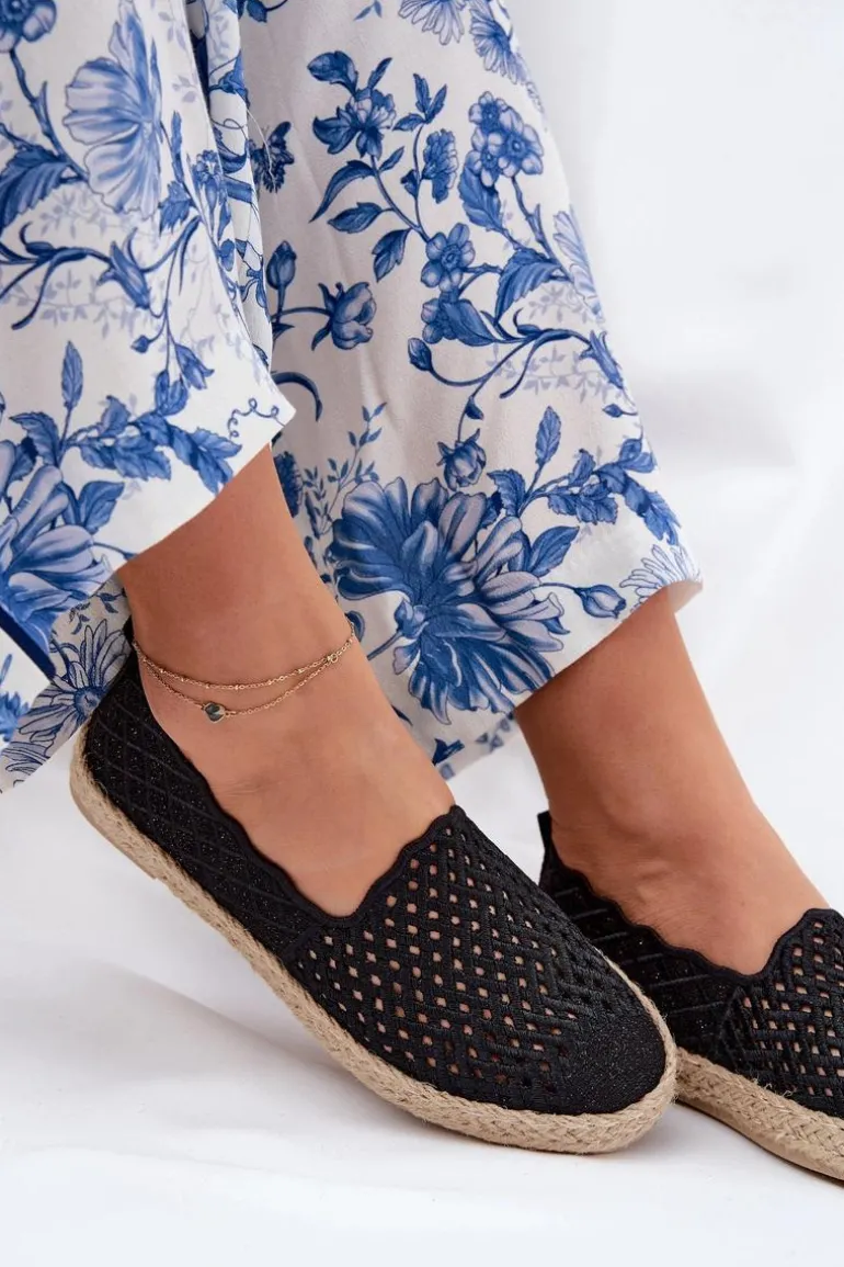 Espadryle Damskie Z Plecionką Vinceza 13625 Czarne