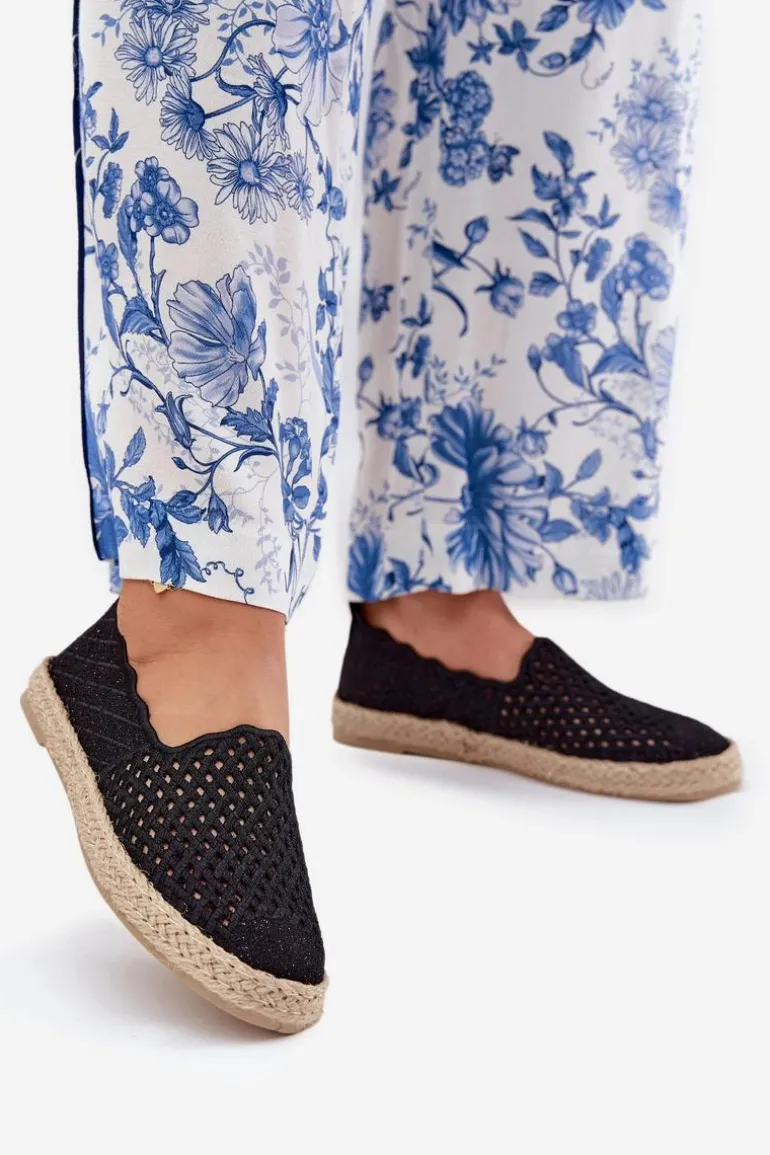 Espadryle Damskie Z Plecionką Vinceza 13625 Czarne