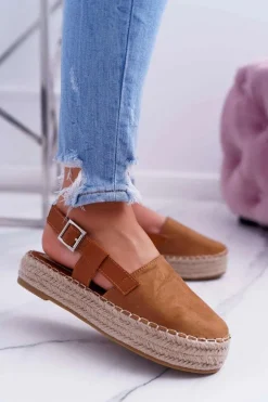 Espadryle Damskie Zamszowe Na Platformie Camel Parteno