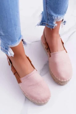 Espadryle Damskie Zamszowe Na Platformie Różowe Parteno