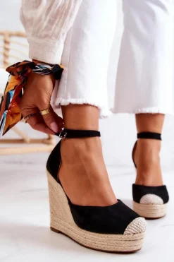 Espadryle Na Koturnie Czarne Nemeira