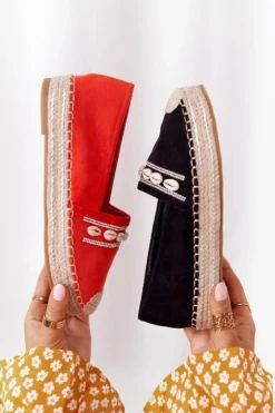 Espadryle Na Platformie Z Muszelkami Czarne Seashell