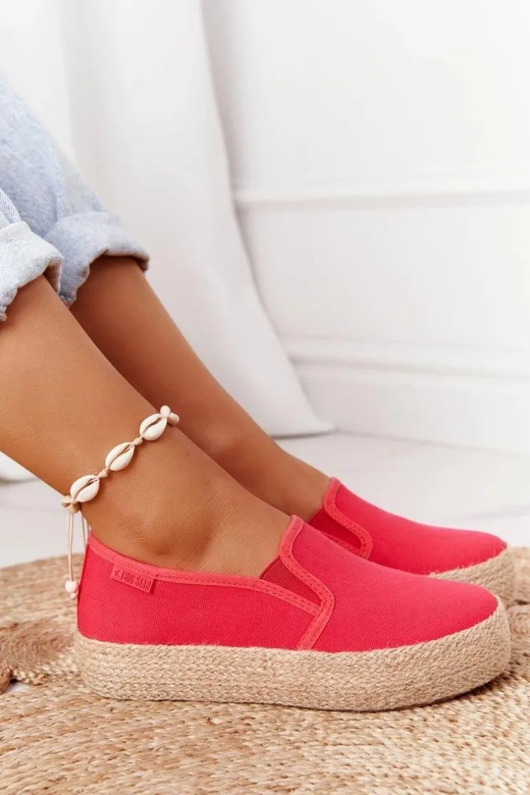Espadryle Na Plecionej Platformie Big Star FF274149 Czerwone