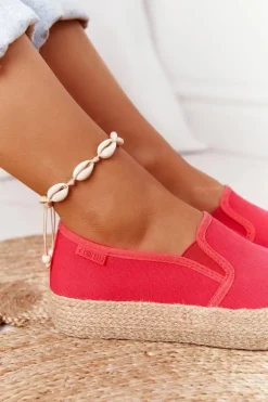 Espadryle Na Plecionej Platformie Big Star FF274149 Czerwone
