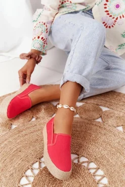 Espadryle Na Plecionej Platformie Big Star FF274149 Czerwone