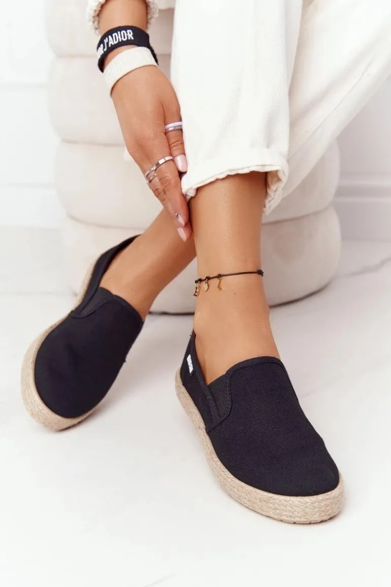 Espadryle Na Plecionej Podeszwie Big Star DD274017 Czarne