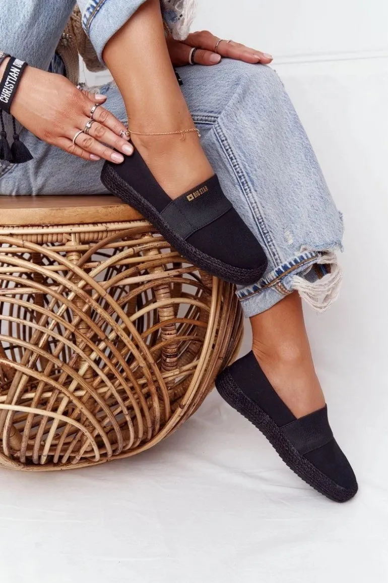 Espadryle Na Plecionej Podeszwie Big Star HH274482 Czarne
