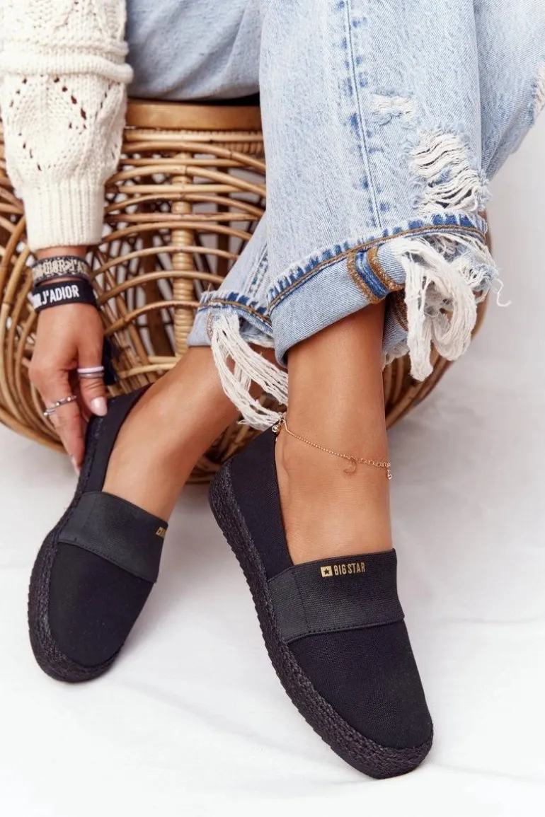 Espadryle Na Plecionej Podeszwie Big Star HH274482 Czarne