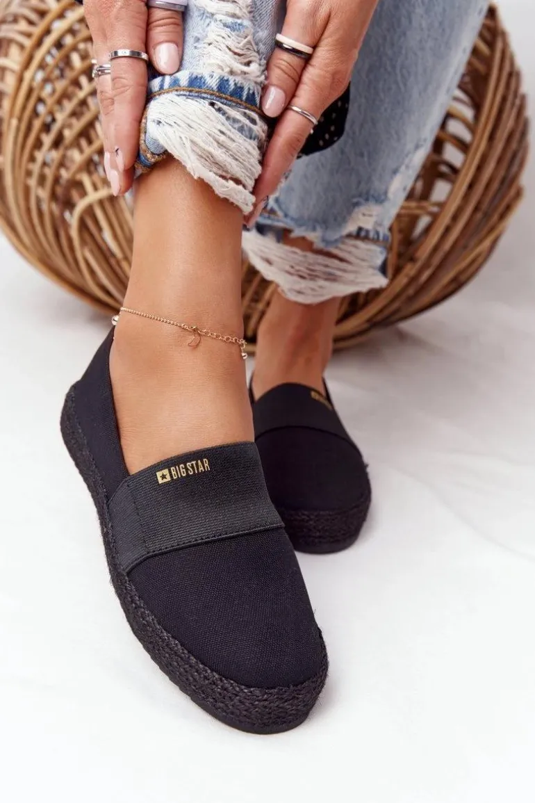 Espadryle Na Plecionej Podeszwie Big Star HH274482 Czarne