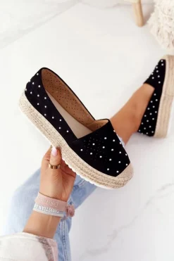 Espadryle Na Słomkowej Platformie S.Barski Czarne