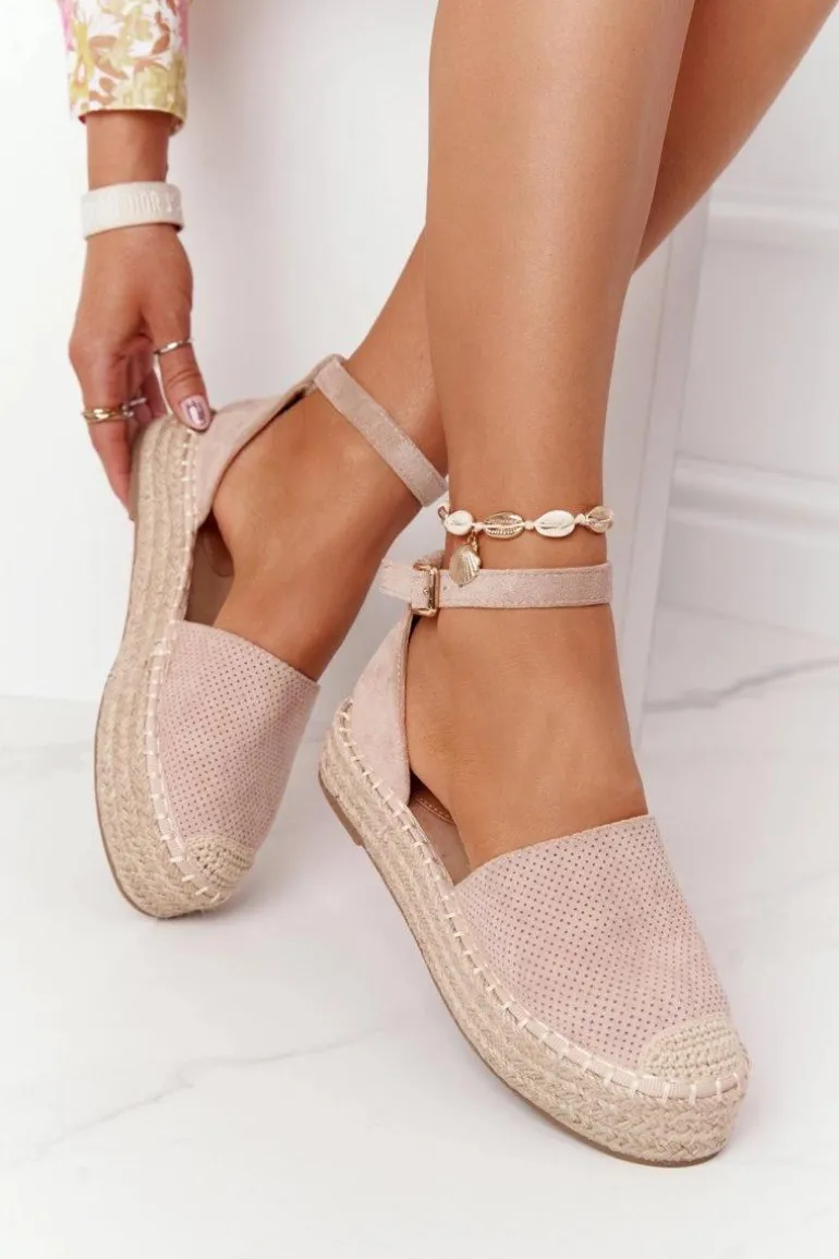 Espadryle Na Słomkowej Platformie Beżowe Bali