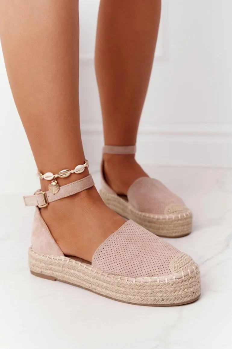 Espadryle Na Słomkowej Platformie Beżowe Bali