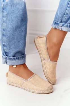 Espadryle Na Słomkowej Podeszwie Lu Boo Beżowe