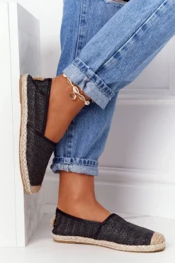 Espadryle Na Słomkowej Podeszwie Lu Boo Czarne
