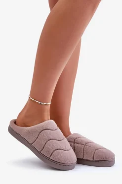 Futrzane Ciepłe Kapcie Damskie Brązowe Vamirae