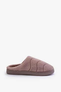 Futrzane Ciepłe Kapcie Damskie Brązowe Vamirae