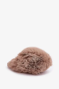 Futrzane Kapcie Damskie Ciemnobeżowe Wladisa