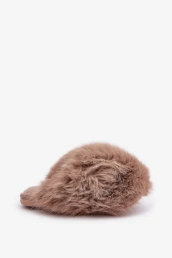 Futrzane Kapcie Damskie Ciemnobeżowe Wladisa