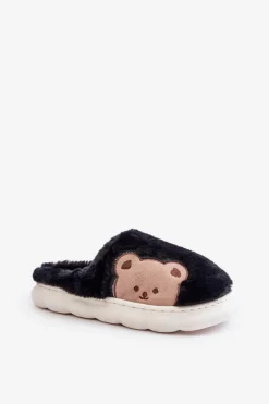 Futrzane Kapcie Damskie Misie Czarne Firedi