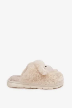 Futrzane Kapcie Damskie Owieczki Beżowe Sylline