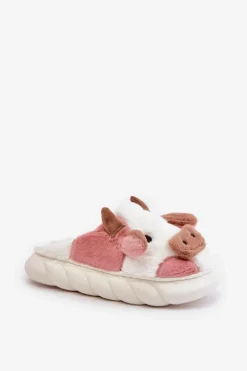 Futrzane Kapcie Krowy Damskie Różowe Remiola